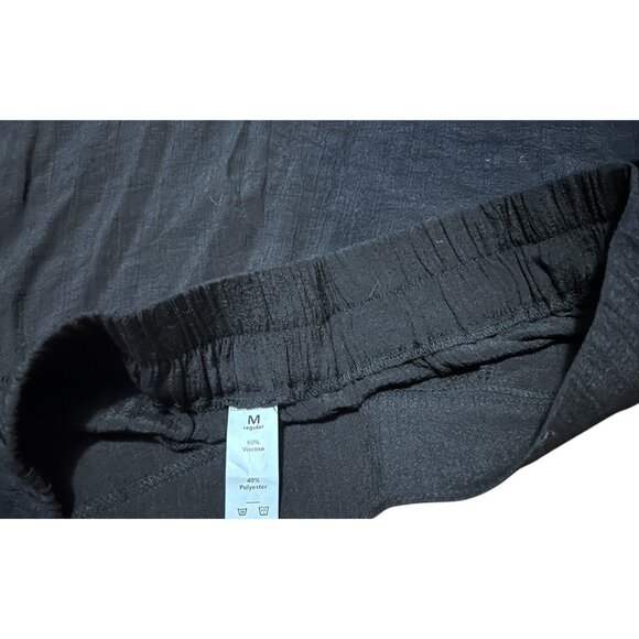 Halara Crinkle Textured Wide Flowy Leg Tie Waist Palazzo Pants Sz Medium Black Z - Picture 10 of 10